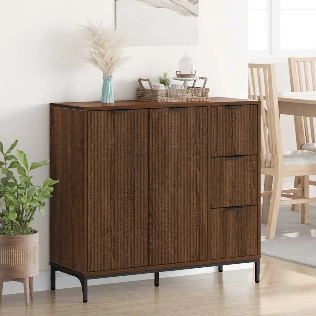 vidaXL Πλαϊνό γραφείο Καφέ δρυς 89.5 x 33 x 82 εκ. Επεξεργασμένο ξύλο