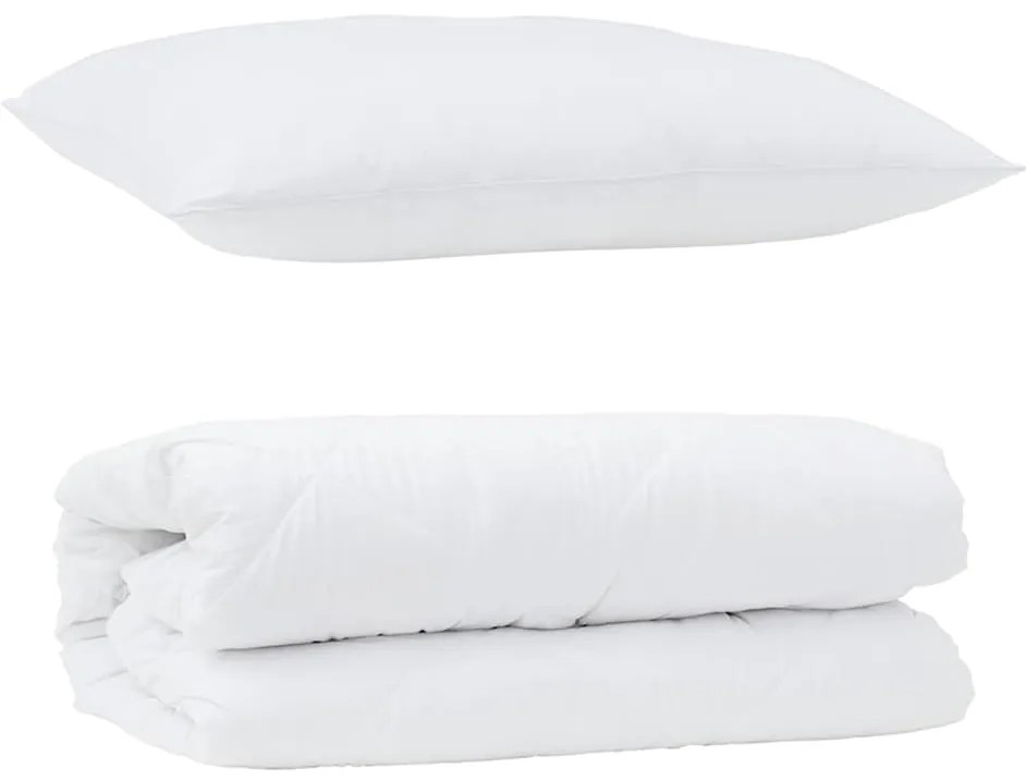 vidaXL Διπλό με Μαξιλάρι 2 pcs Λευκό 140 x 220 cm Μικροΐνες