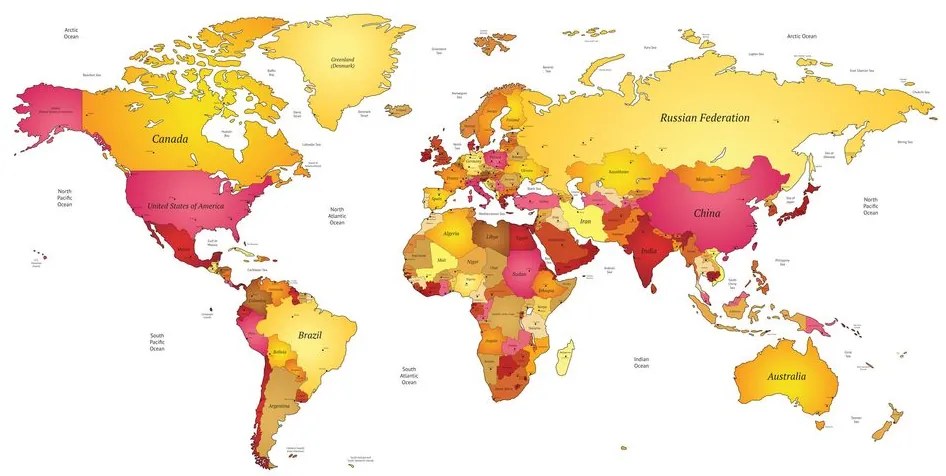 Εικόνα στον παγκόσμιο χάρτη φελλού σε χρώματα - 120x80  color mix