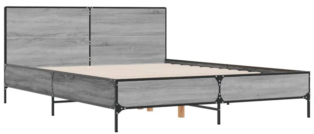 vidaXL Πλαίσιο Κρεβατιού Γκρι Sonoma 150x200 εκ. Επεξ. Ξύλο & Μέταλλο