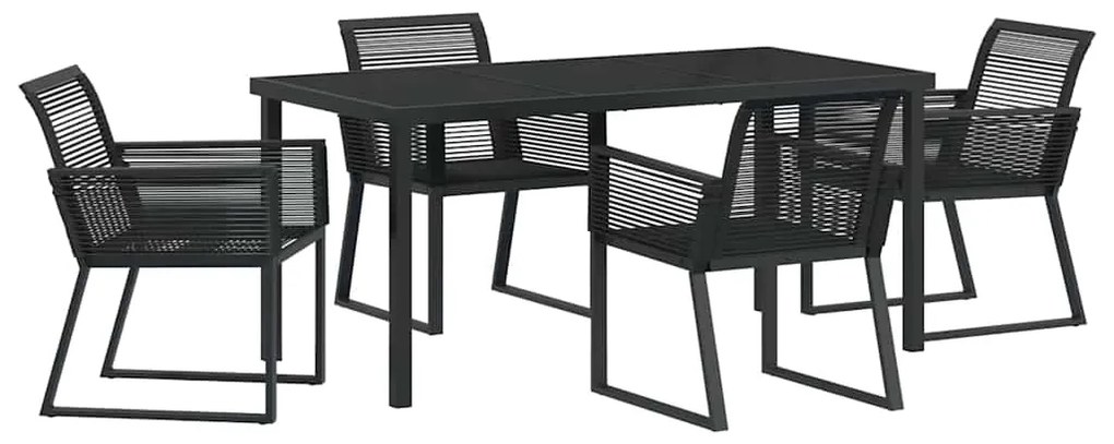 vidaXL Σέτ φαγητού για κήπο 5 pcs Μαύρο Πολυ ράταν