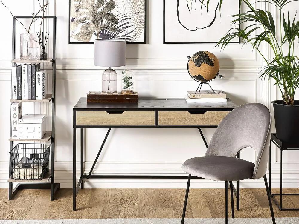 Τραπέζι γραφείου Berwyn 385, Με συρτάρια, 75x120x60cm, 31 kg, Ανοιχτό χρώμα ξύλου, Μαύρο | Epipla1.gr