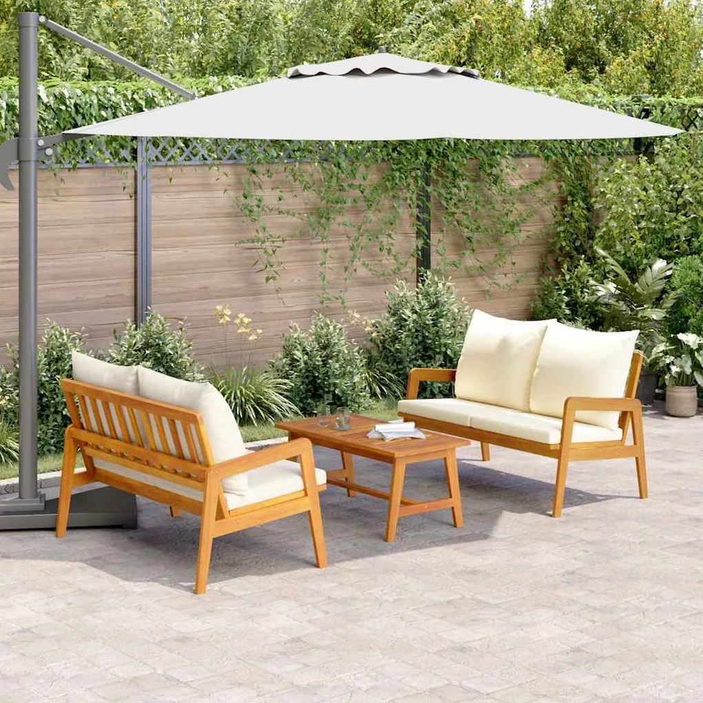 vidaXL Σετ μπιστρό με μαξιλάρι 3 pcs Καφέ Στερεό Ξύλο Ακακίας