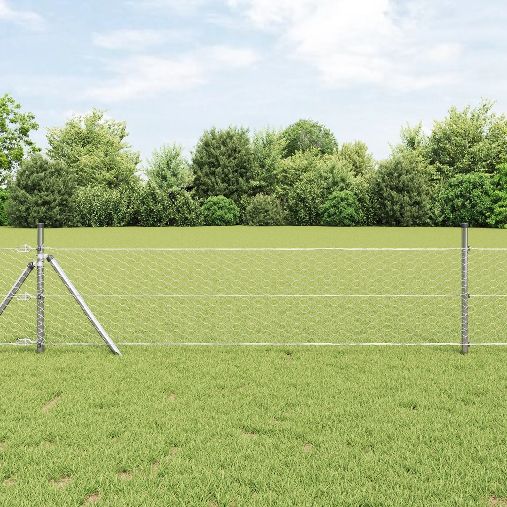 vidaXL Φράχτης  Hexagon 0,4x25 m Γαλβανισμένο Ατσάλι