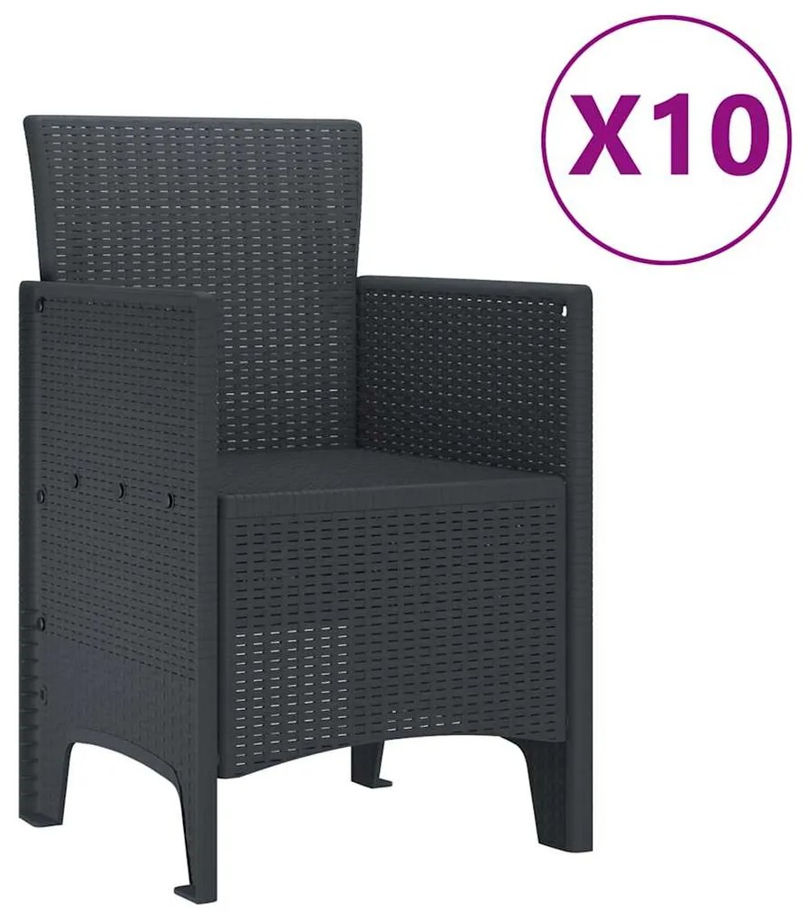 vidaXL Σέτ φαγητού για κήπο 11 pcs Ανθρακί Πλαστικό