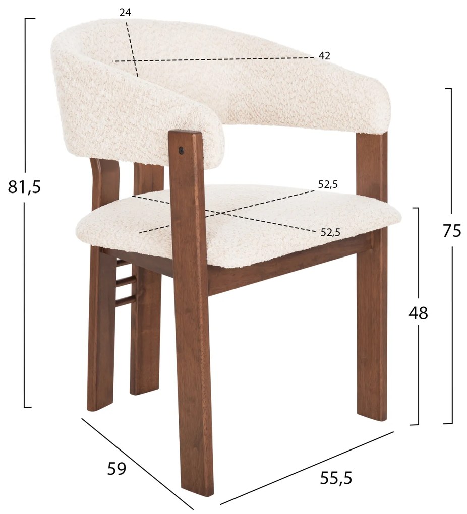 ΚΑΡΕΚΛΑ ZARRA HM9970.03 RUBBERWOOD ΣΕ ΚΑΡΥΔΙ-ΕΚΡΟΥ ΜΠΟΥΚΛΕ ΥΦΑΣΜΑ 55,5x59x81,5Υεκ - 0525793 - HM9970.03