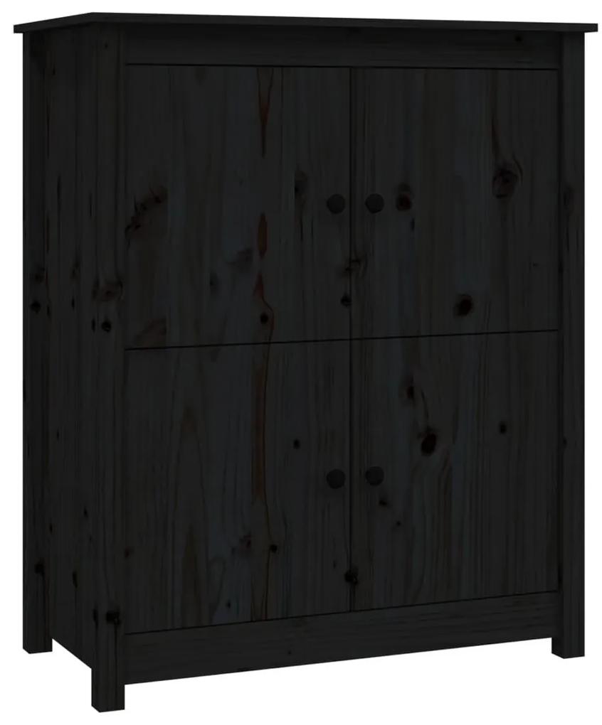 Συρταριέρα Μαύρη 83 x 41,5 x 100 εκ. από Μασίφ Ξύλο Πεύκου - Μαύρο