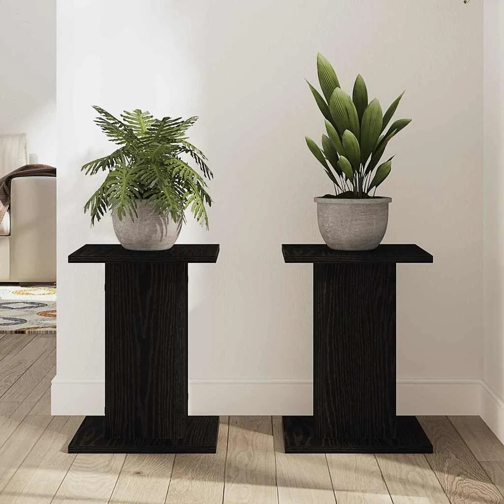 vidaXL Ράφι φυτών 2 τεμ Μαύρη Δρυς 30x30x40 εκ Κατασκευασμένο ξύλο
