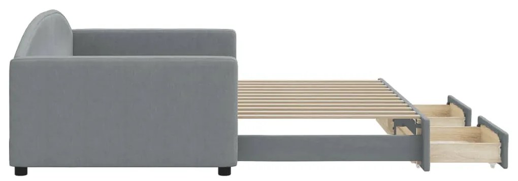 vidaXL Καναπές Κρεβάτι Συρόμενος Αν. Γκρι 100x200 εκ Ύφασμα &amp; Συρτάρια