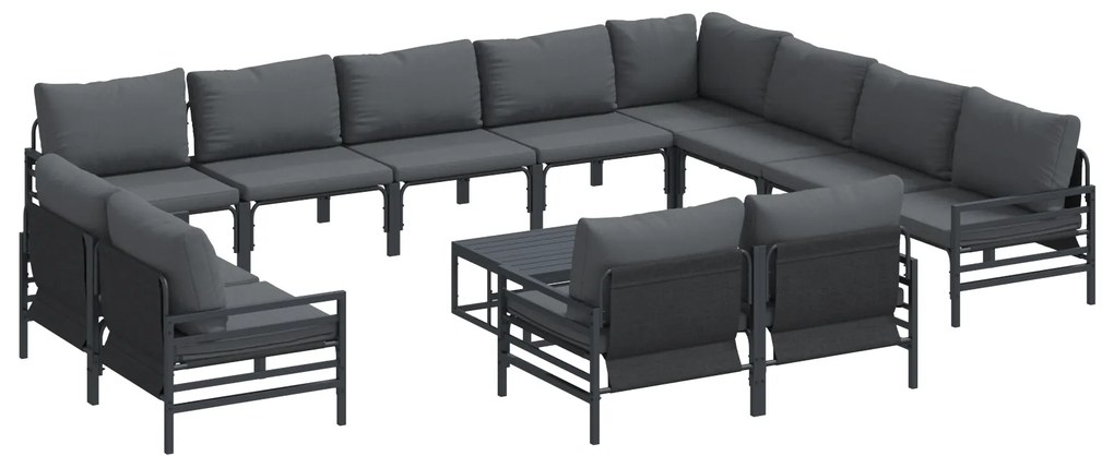 vidaXL Σετ Καναπέ Κήπου 13 pcs Ανθρακί Ατσάλι