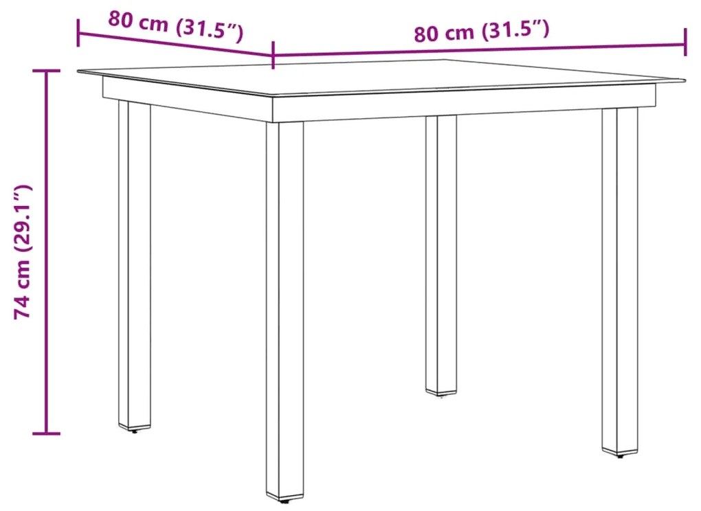 ΤΡΑΠΕΖΙ ΚΗΠΟΥ ΜΑΥΡΟ 80 X 80 X 74 ΕΚ. ΑΠΟ ΑΛΟΥΜΙΝΙΟ / ΓΥΑΛΙ 42787