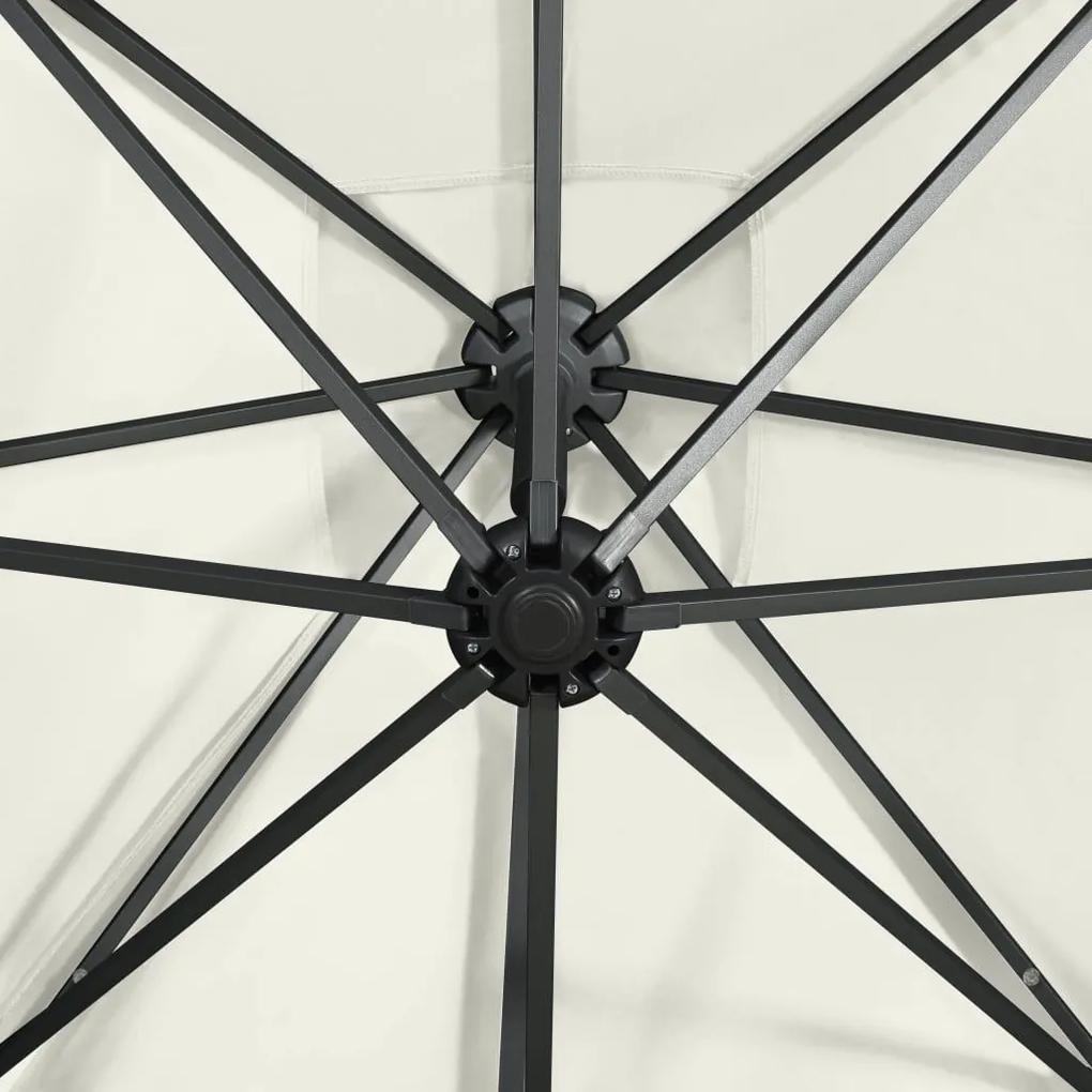 Ομπρέλα Κρεμαστή με Ιστό και LED Χρώμα Άμμου 250 εκ. - Μπεζ