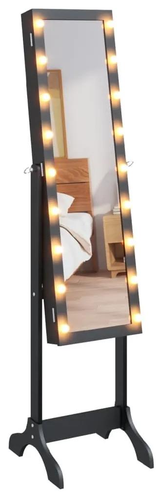 Καθρέφτης Επιδαπέδιος με LED Μαύρος 34 x 37 x 146 εκ. - Μαύρο