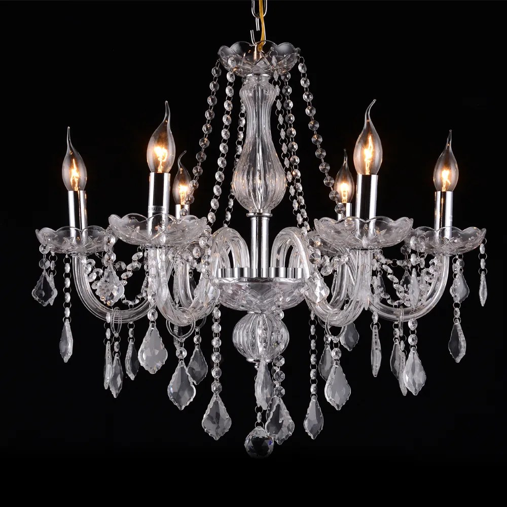 Artekko Chandelier Lisa Πολυέλαιος 6φωτος Διάφανο Κρύσταλλο (66x65x60)cm