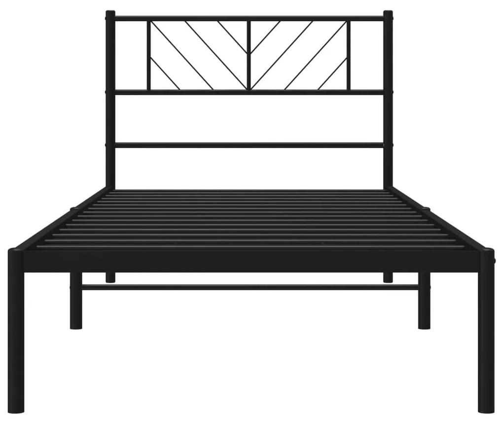 vidaXL Πλαίσιο Κρεβατιού με Κεφαλάρι Μαύρο 90 x 200 εκ. Μεταλλικό