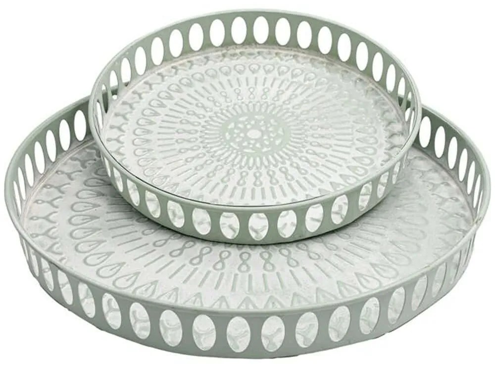 Διακοσμητικοί Δίσκοι (Σετ 2Τμχ) 168-125-038 38x5cm Mint-White Μέταλλο