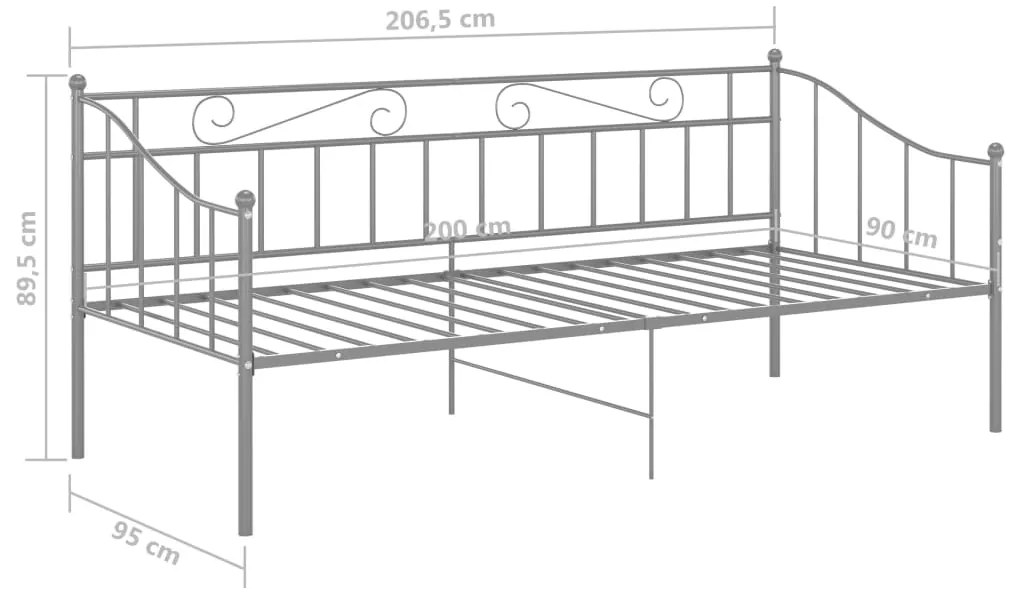 Πλαίσιο για Καναπέ - Κρεβάτι Γκρι 90 x 200 εκ. Μεταλλικό - Γκρι