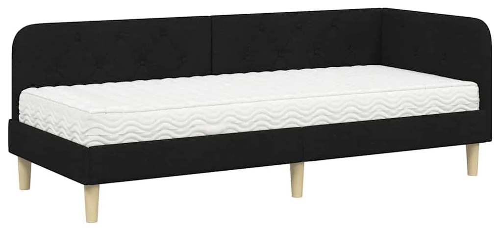 vidaXL Κρεβάτι Γωνίας με στρώμα με κεφαλάρι Μαύρο 80 x 200 cm ύφασμα