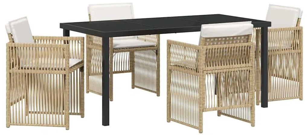 vidaXL Σέτ φαγητού για κήπο 5 pcs Μπεζ Πολυ ράταν