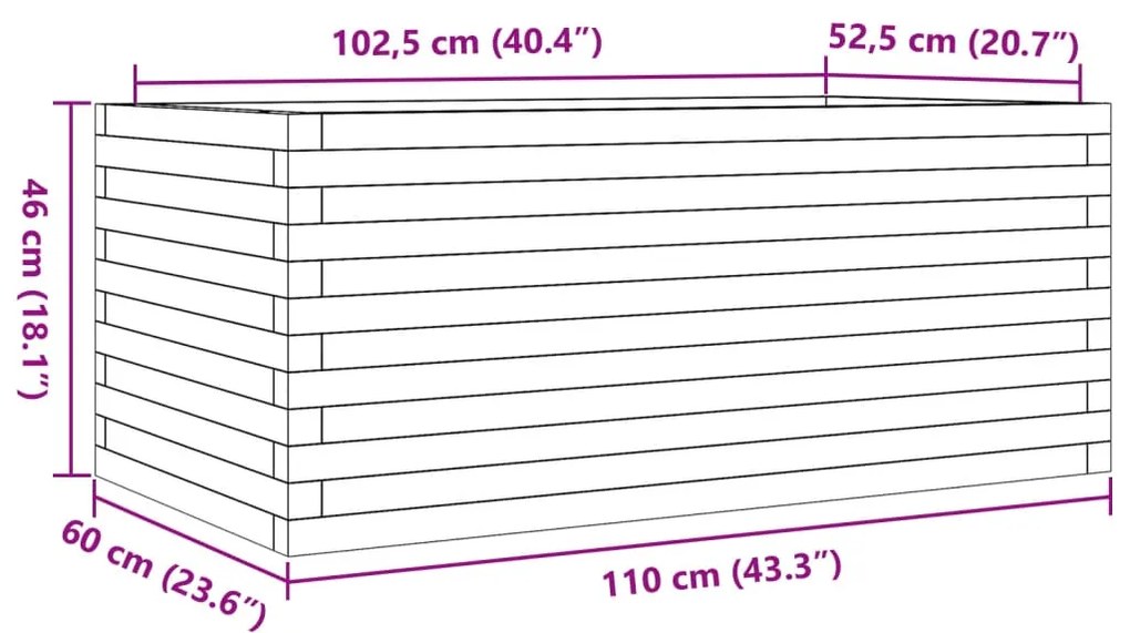 Ζαρντινιέρα Κήπου 110 x 60 x 46 εκ. από Μασίφ Ξύλο Πεύκου - Καφέ