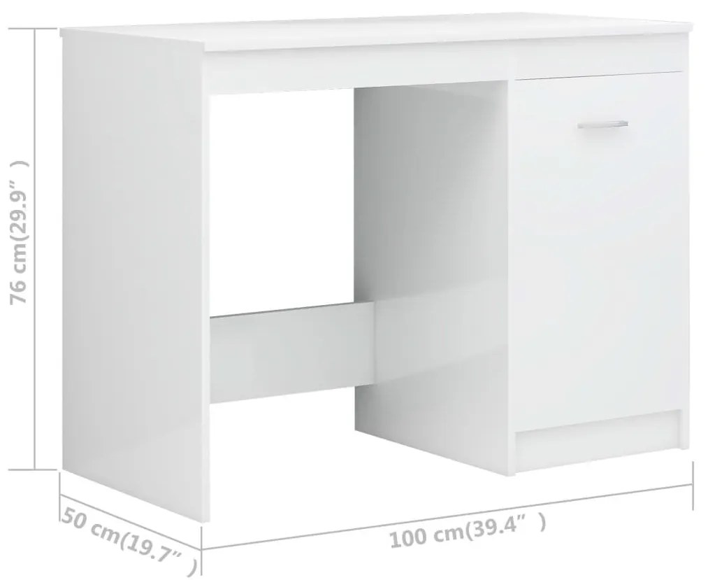 Γραφείο Γυαλιστερό Λευκό 140 x 50 x 76 εκ. από Επεξ. Ξύλο - Λευκό