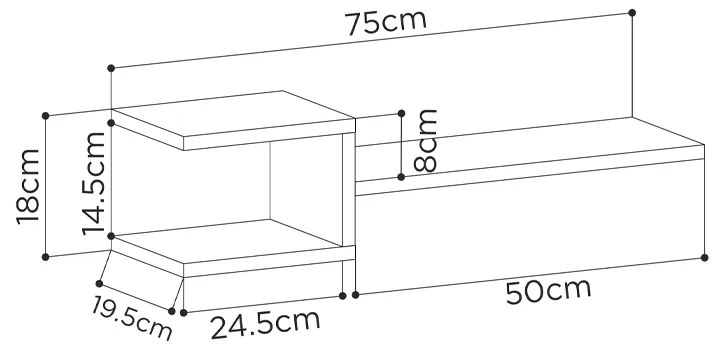 ΡΑΦΙΕΡΑ ΤΟΙΧΟΥ FORK MEGAPAP 2 ΤΕΜΑΧΙΩΝ ΧΡΩΜΑ ΑΝΘΡΑΚΙ 75X19,5X18ΕΚ.