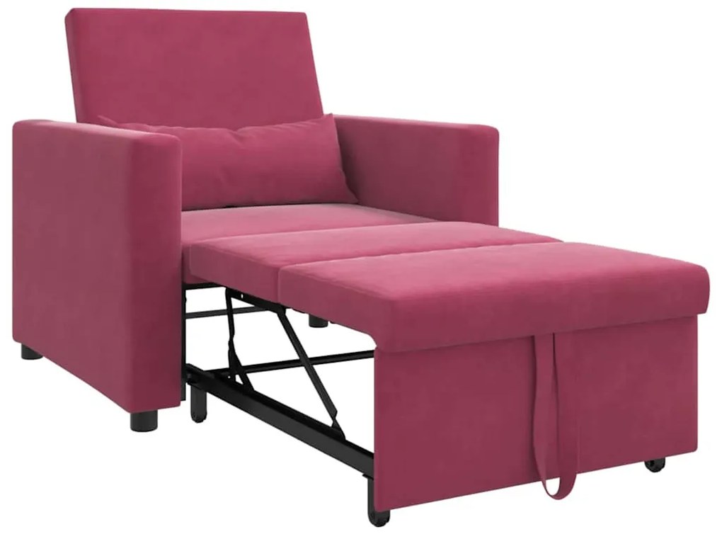 vidaXL Μονός καναπές-κρεβάτι Μπορντό 90 x 165 x 87 εκ. Βελούδο