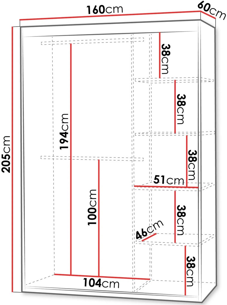 Ντουλάπα Mat V 160 συρόμενη