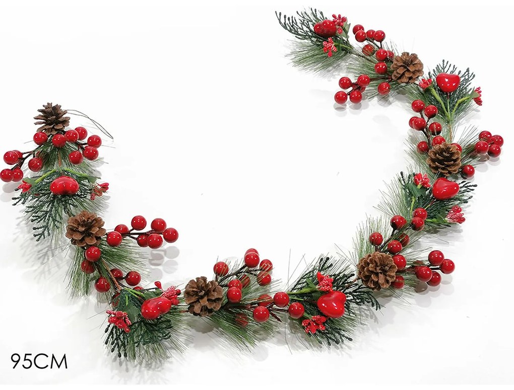 Χριστουγεννιάτικο Κλαδί Με Berries Και Κουκουνάρια 95cm