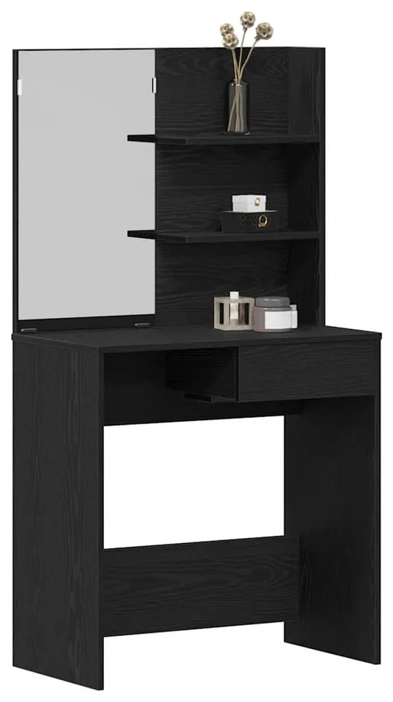 vidaXL Τραπέζι περιποίησης με συρτάρι Μαύρη Οξυά 74,5 x 40 x 141 cm