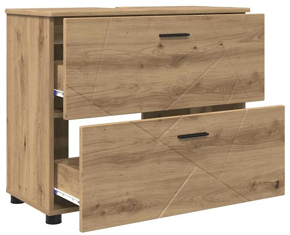 vidaXL Ντουλάπι Μπάνιου με συρτάρι artisan δρυς 76,5 x 35 x 64 εκ