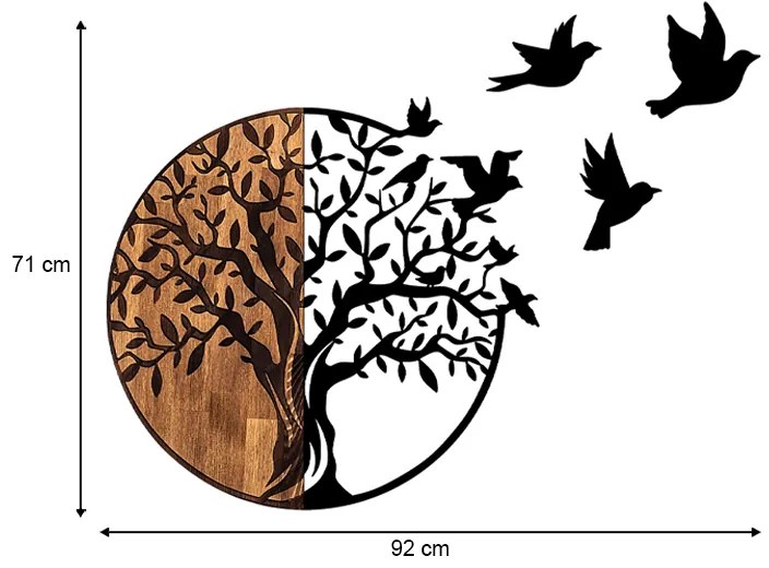 ΔΙΑΚΟΣΜΗΤΙΚΟ ΤΟΙΧΟΥ TREE WITH BIRDS MEGAPAP ΞΥΛΙΝΟ - ΜΕΤΑΛΛΙΚΟ ΧΡΩΜΑ ΚΑΡΥΔΙ - ΜΑΥΡΟ 92X3X71ΕΚ.