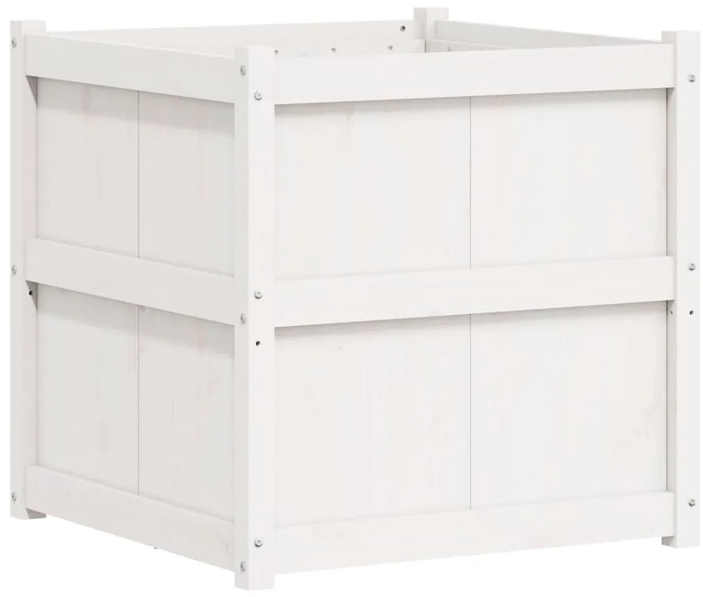 vidaXL Ζαρντινιέρα Λευκή 70 x 70 x 70 εκ. από Μασίφ Ξύλο Πεύκου