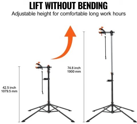 VEVOR Bike Repair Stand, 80 lbs Heavy-duty Steel Bicycle Repair Stand, Adjustable Height Bike Maintenance Workstand with Magnetic Tool Tray Telescopic Arm, Foldable Bike Work Stand for Home, Shops