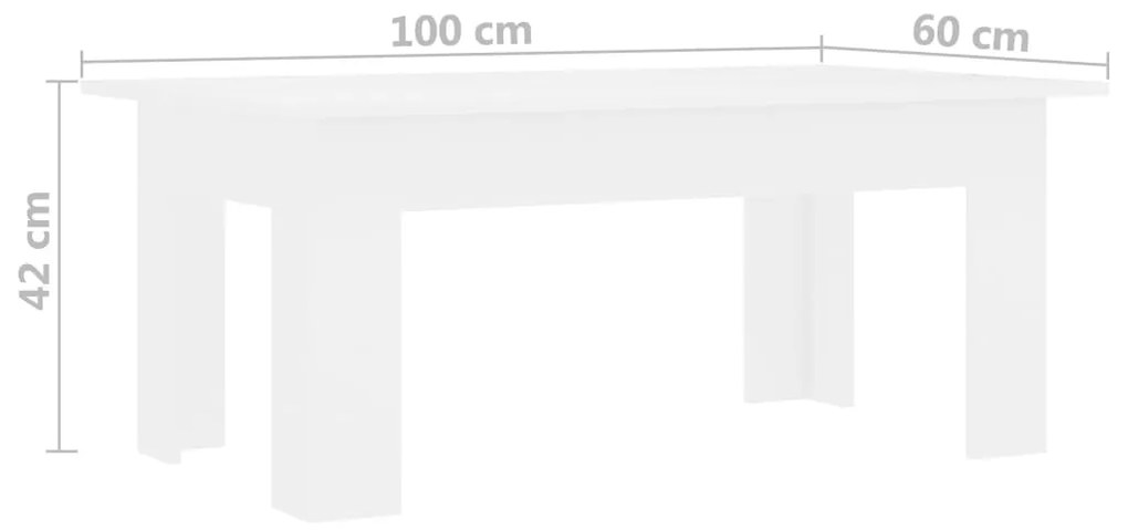 vidaXL Τραπεζάκι Σαλονιού Λευκό 100 x 60 x 42 εκ. από Μοριοσανίδα
