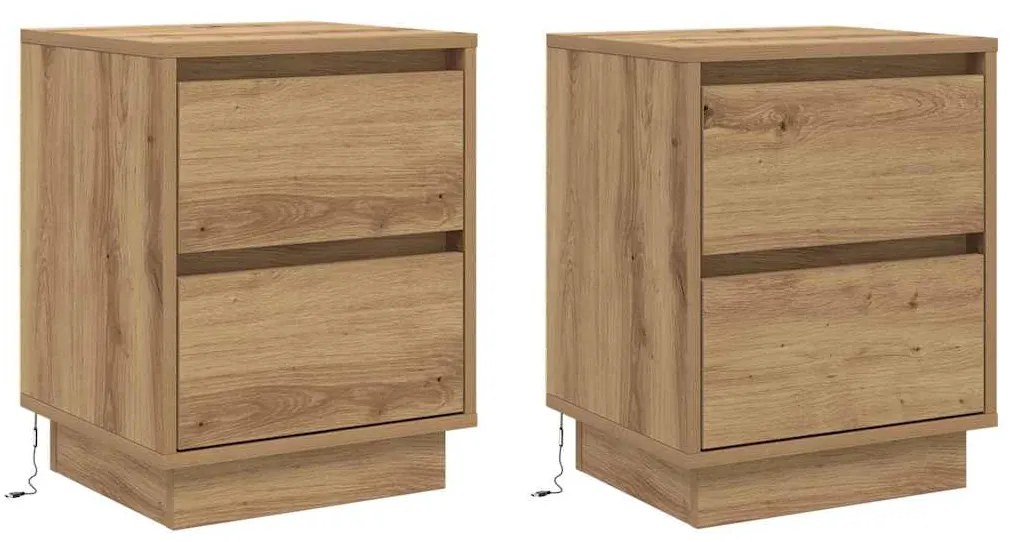 vidaXL Κομοδίνο με συρτάρι με 2 pcs artisan δρυς 39 x 34.5 x 50 εκ.