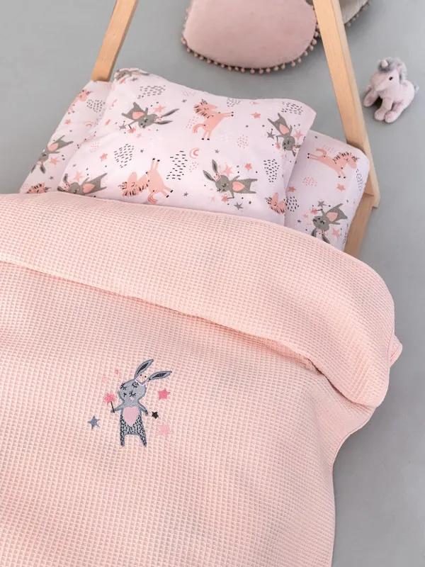 Κουβέρτα Πικέ Βαμβακερή Λίκνου-Αγκαλιάς 80x110εκ. Candy Pink Palamaiki