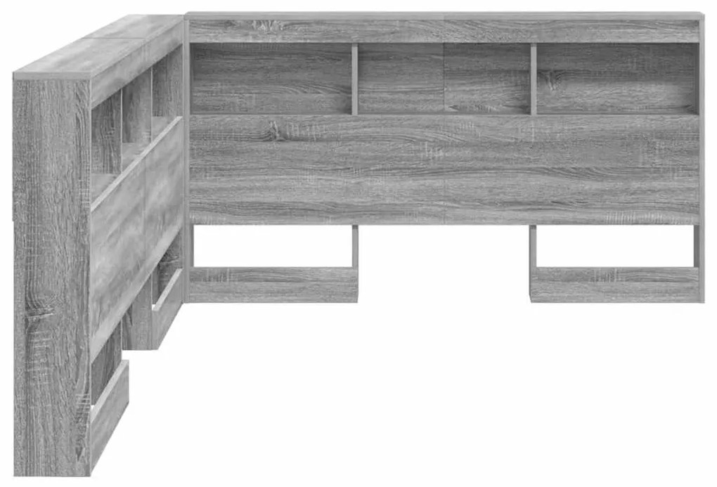 vidaXL Κεφαλάρι Αποθήκης με ράφι Γκρι sonoma 140 cm Επεξεργασμένο ξύλο