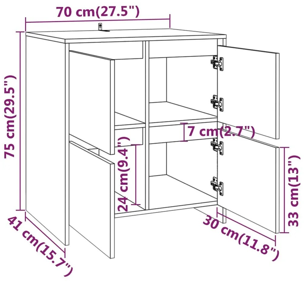 Μπουφές Μαύρος 70x41x75 εκ. από Επεξεργασμένο Ξύλο - Μαύρο