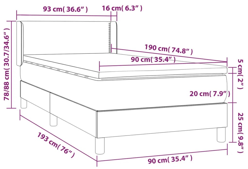 ΚΡΕΒΑΤΙ BOXSPRING ΜΕ ΣΤΡΩΜΑ ΜΑΥΡΟ 90X190 ΕΚ. ΒΕΛΟΥΔΙΝΟ 3130873