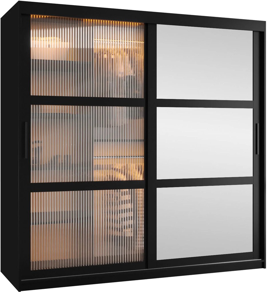 Ντουλάπα Flutes II 180 Συρόμενη-Μαύρο