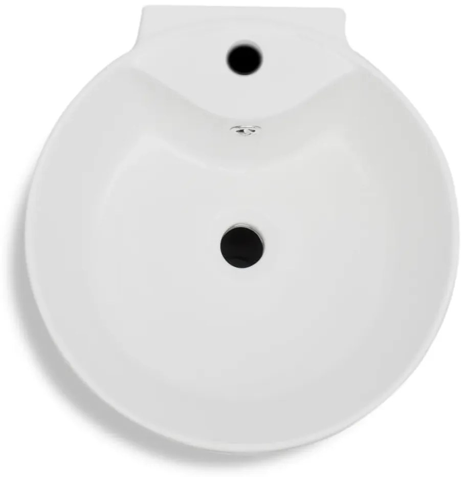 vidaXL Νιπτήρας Επιδαπέδιος Στρογγυλός με Οπή Βρύσης/Υπερχ. Λευκός Κεραμικός