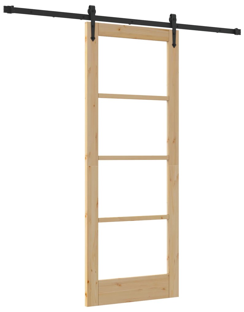 vidaXL Συρόμενη Πόρτα με Σέτ Υλικών 78x202 εκ. Μασίφ Ξύλο Πεύκου