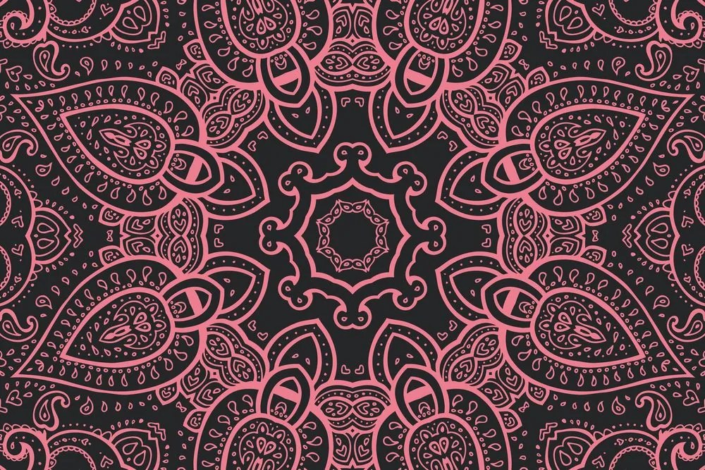 Εικόνα Mandala με ινδικό μοτίβο σε ροζ - 60x40