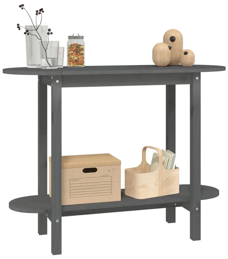 vidaXL Τραπέζι Κονσόλα Γκρί 110 x 40 x 80 εκ. από Μασίφ Ξύλο Πεύκου