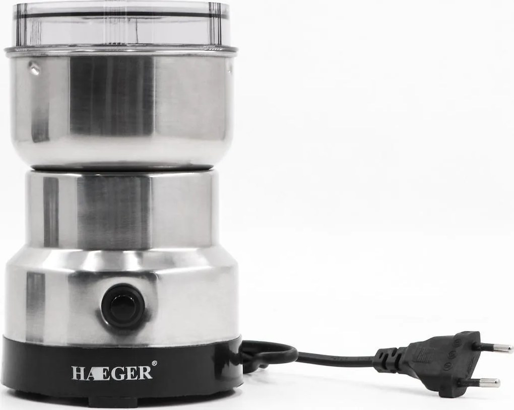 Haeger HG-7113 Ηλεκτρικός Μύλος Καφέ 200W με Χωρητικότητα 85gr Ασημί