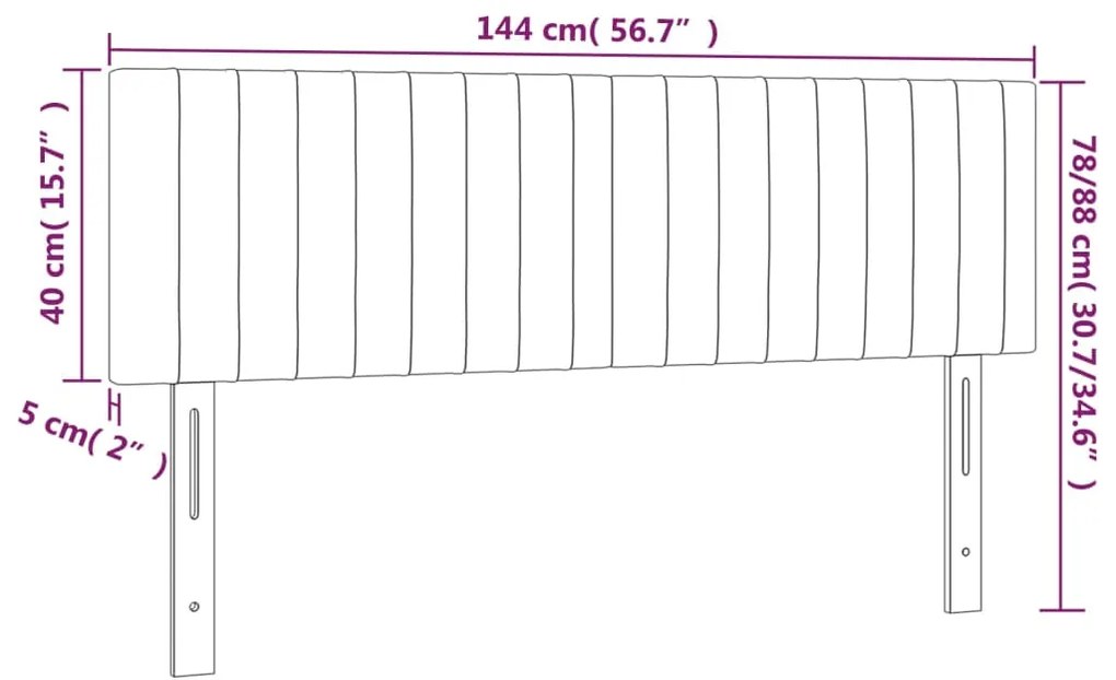 vidaXL Κεφαλάρι Κρεβατιού LED Μαύρο 144x5x78/88 εκ. Υφασμάτινο