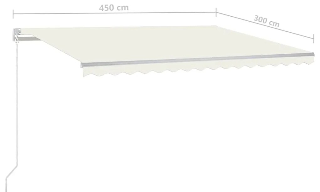 Τέντα Αυτόματη με LED &amp; Αισθητήρα Ανέμου Κρεμ 4,5 x 3 μ. - Κρεμ