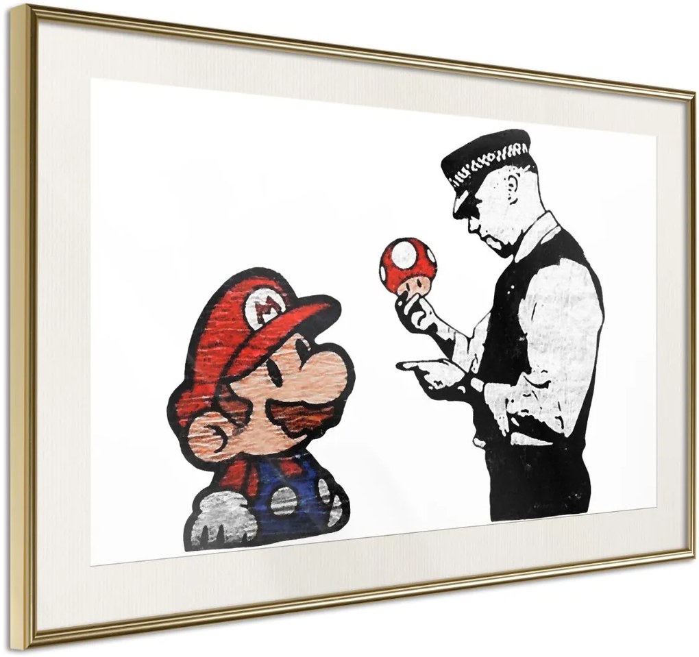 Αφίσα - Banksy: Mario and Copper - 45x30 - Χρυσό - Με πασπαρτού