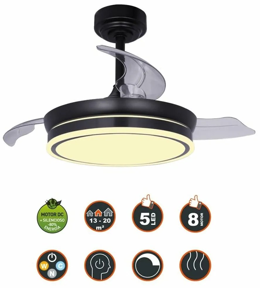 Ανεμιστήρας Οροφής CristalRecord 85-065-46-180 Μαύρο